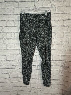 Duluth Trading Black Floral Print Leggings, Small